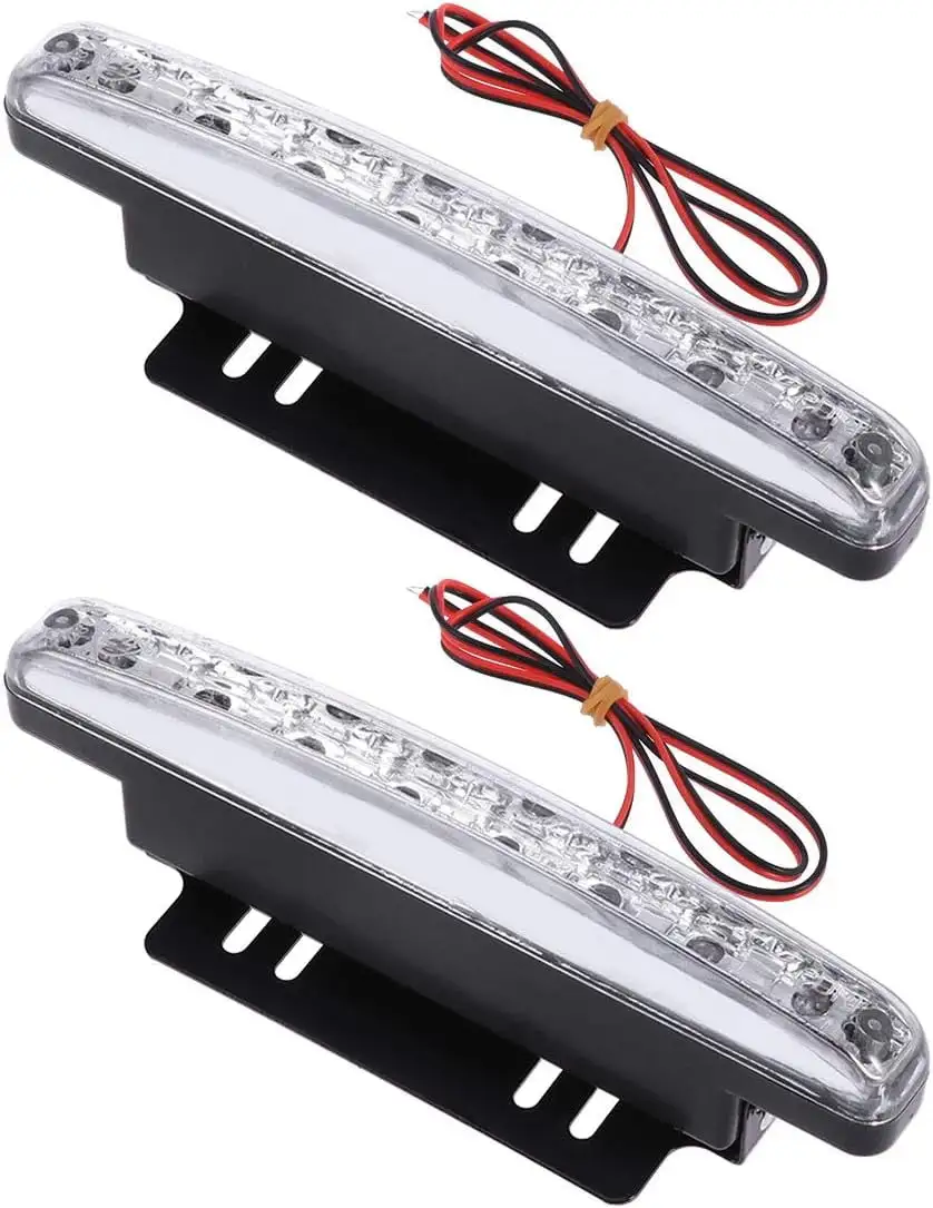 1 Pair 12V Waterproof High Power LED Lamps 8 LED DRL Daytime Running Lights for Car (White Light)