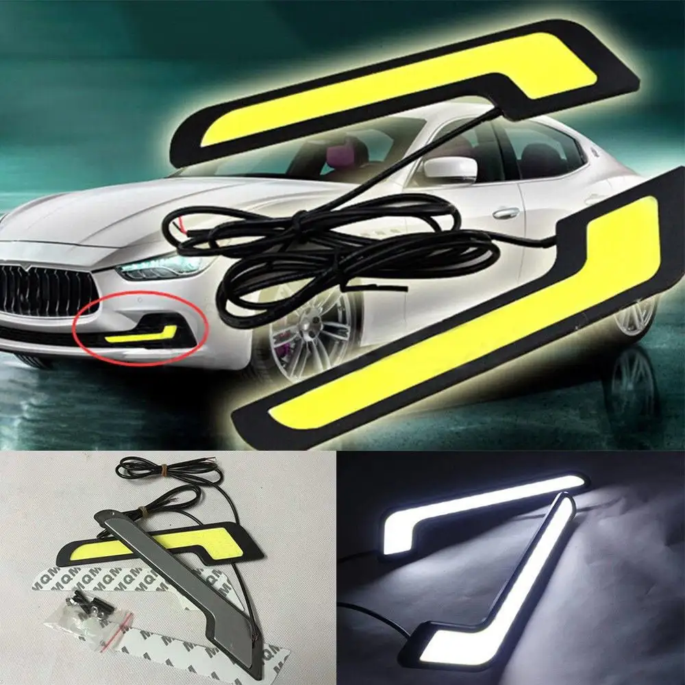 1 Pair L-Type LED Vehicle Car DRL Super Bright Daytime Running Light Driving Safety Fog Lamp