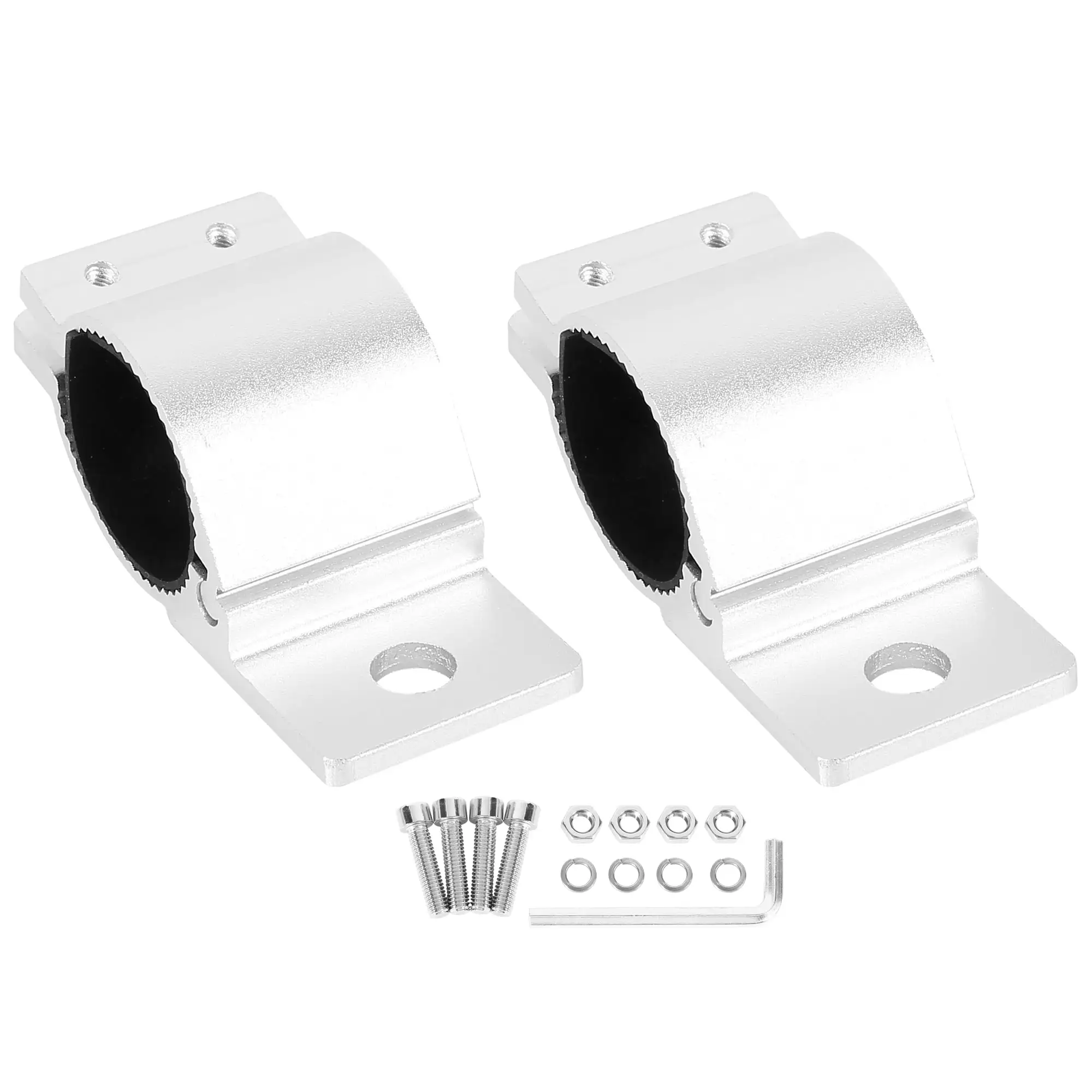 1 Set 49mm Universal Silver Tone Tube Clamp Bar Clamp Aluminum Alloy Mounting Bracket Stand