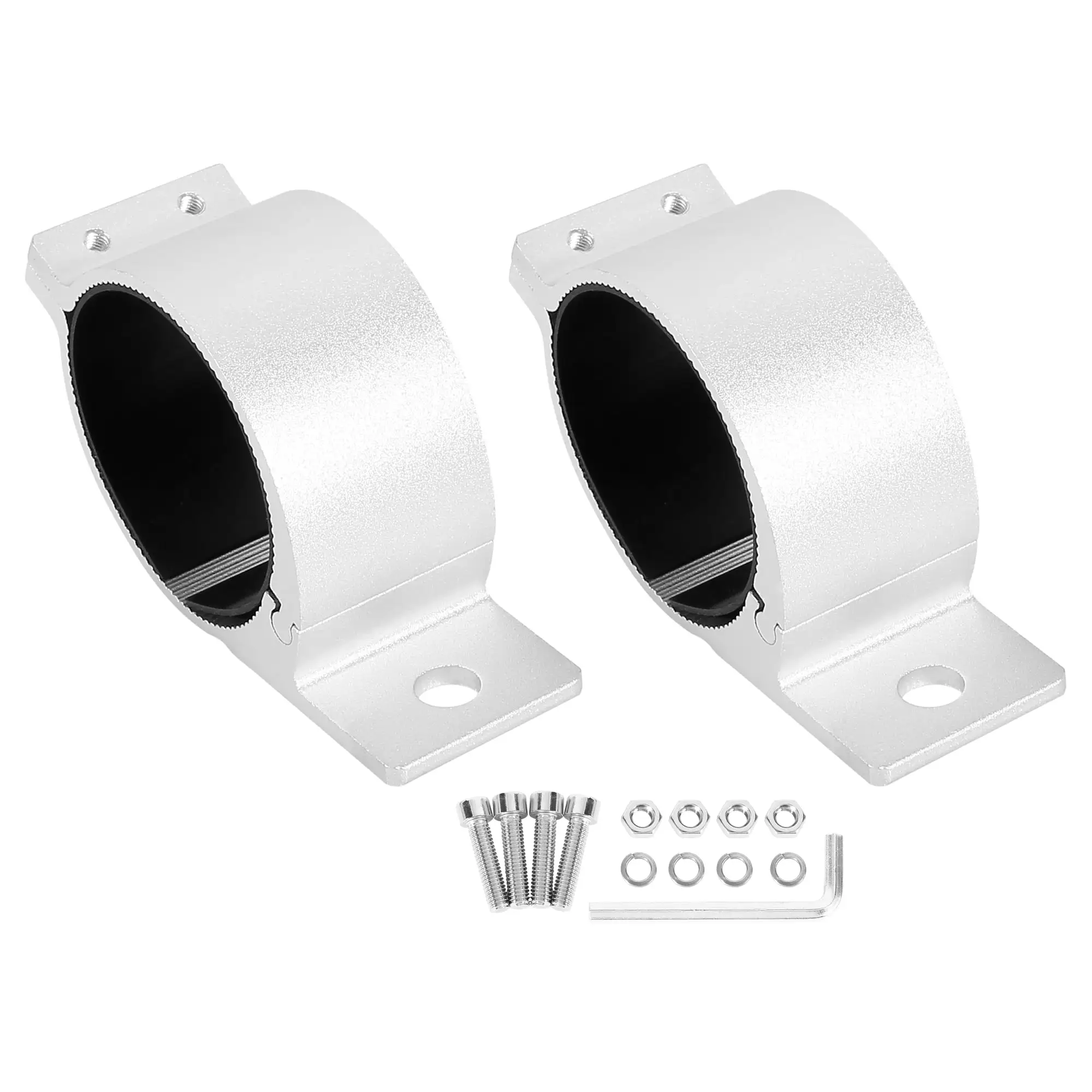 1 Set 76-81mm Universal Silver Tone Tube Clamp Bar Clamp Aluminum Alloy Mounting Bracket Stand