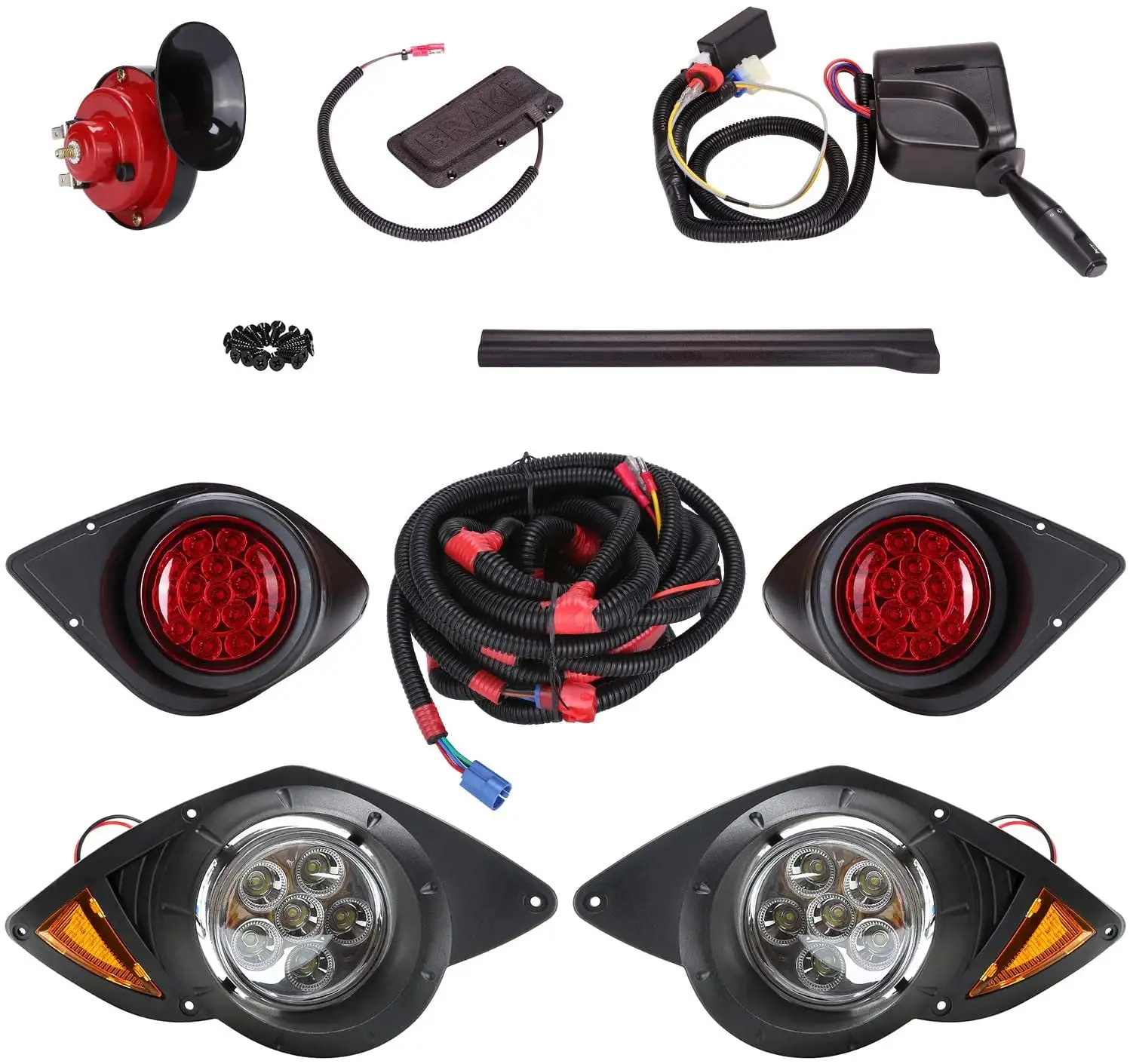 10L0L Golf Cart Headlights and Taillight Kit Fit Yamaha G29 Drive G&E 2007 up.Yamaha Deluxe LED Golf Cart Lights Upgrade Kit with Turn Signals Switch/Horn/Brake Lights Harness