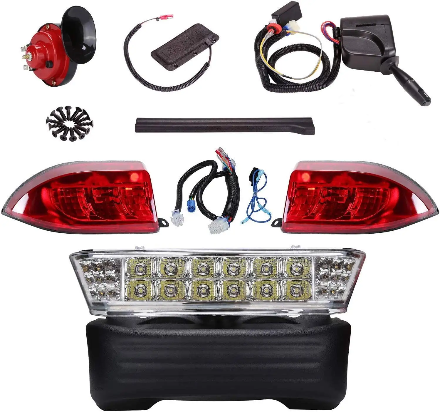 10L0L LED Golf Cart Lights for Club Car Precedent 2004-up. with Golf Cart Headlights Taillight Turn Signals Switch Horn Brake Pad Hazard Light. Deluxe Golf Cart Light Kit