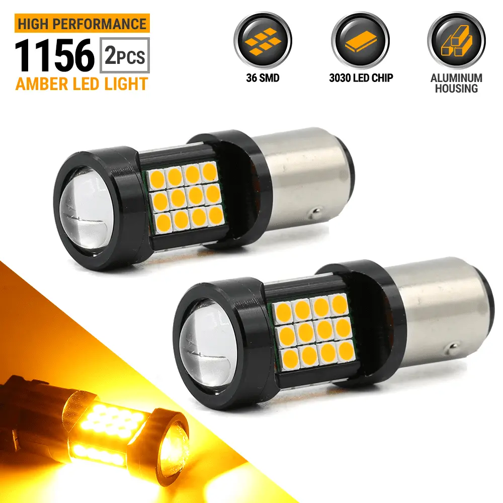 1156 2-Bulb High Power 3030 Chip 36 LED Amber/Yellow. Turn Signal Light Bulb