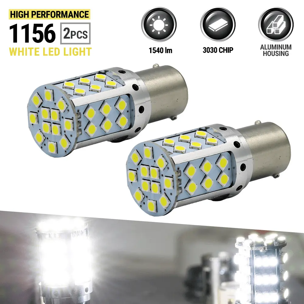 1156 High Power 1550 Lumens LED White Turn Signal Brake Tail Lights Bulbs