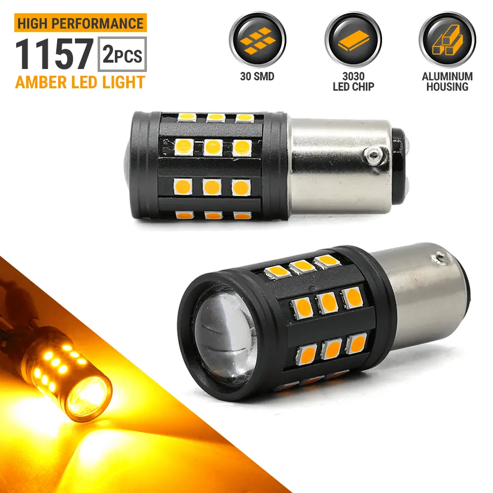 1157 1300LM Amber/Yellow LED Front Turn Signal LED Light Bulbs Lamp SMD-3030