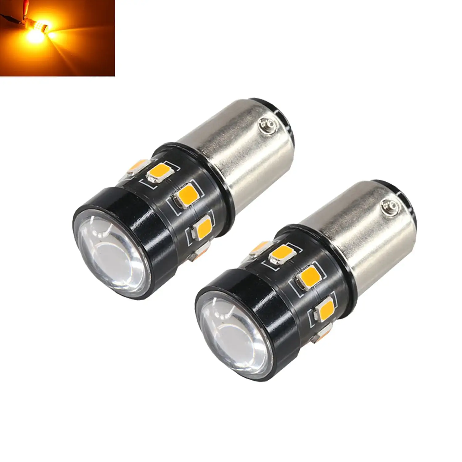 1157 Amber Yellow High Power 2835 Chip 12-LED Turn Signal/Parking Light Bulbs (1157. Yellow)