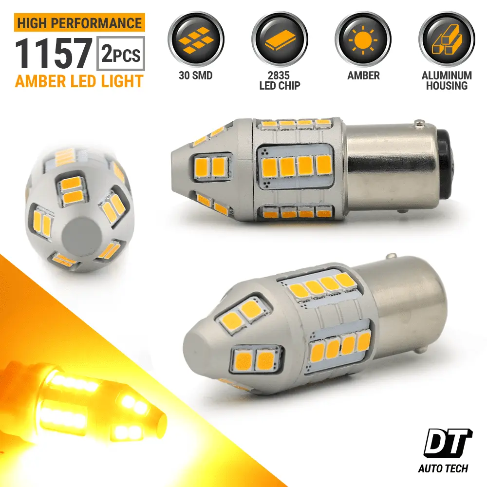 1157 LED Amber Yellow Front Rear Turn Signal Parking DRL High Power Light Bulbs