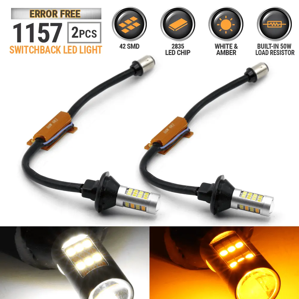 1157 Switchback White-Amber (Type 1) with Load Resistor CANCEL Error Hyperflash