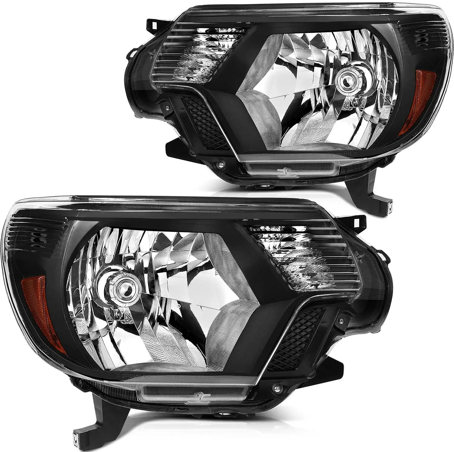 ECCPP Headlight Assembly For Toyota Tacoma 2012-2015 Headlamps Black Housing Amber Reflector Clear Lens