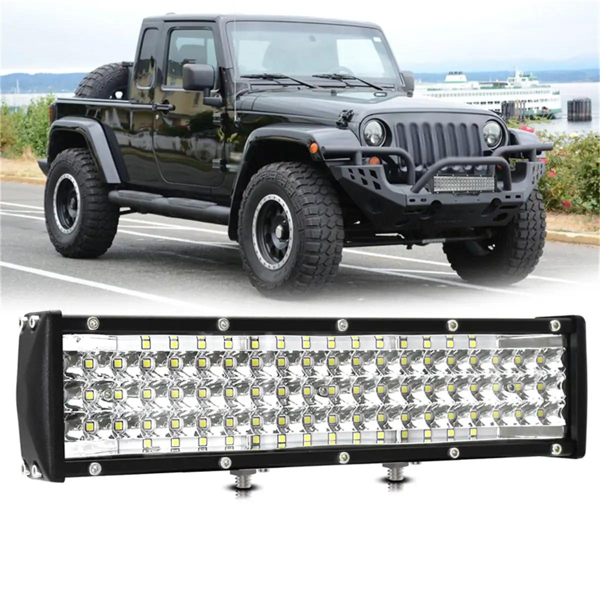 12 Inch LED Light Bar. 380W Five Rows Spot & Flood Combo Beam LED Driving Lights. LED Fog Lights Bar for Truck ATV UTV SUV Tractor Boat Weeder etc.