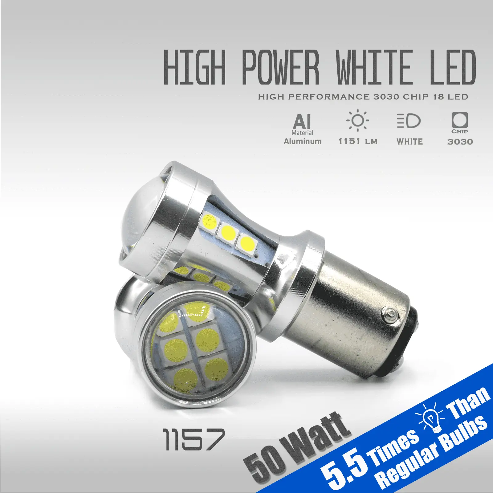 1200 Lumens 1157 High Power Chip LED White Front Turn Signal Light Bulbs