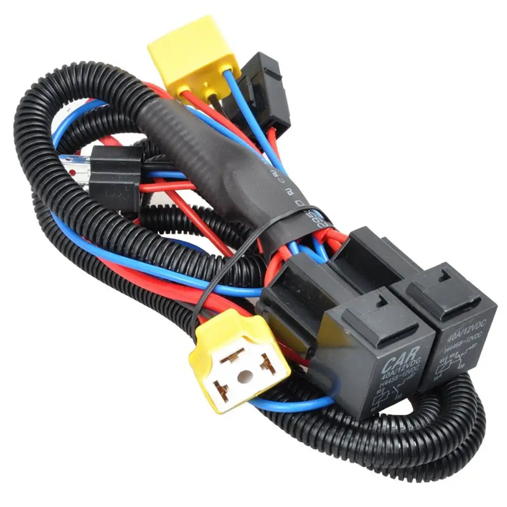 12V Car Headlight Wiring Harness - Halogen Lamp Light Enhancer - Socket Connector for Brighter Lights - Improve Headlight Performance