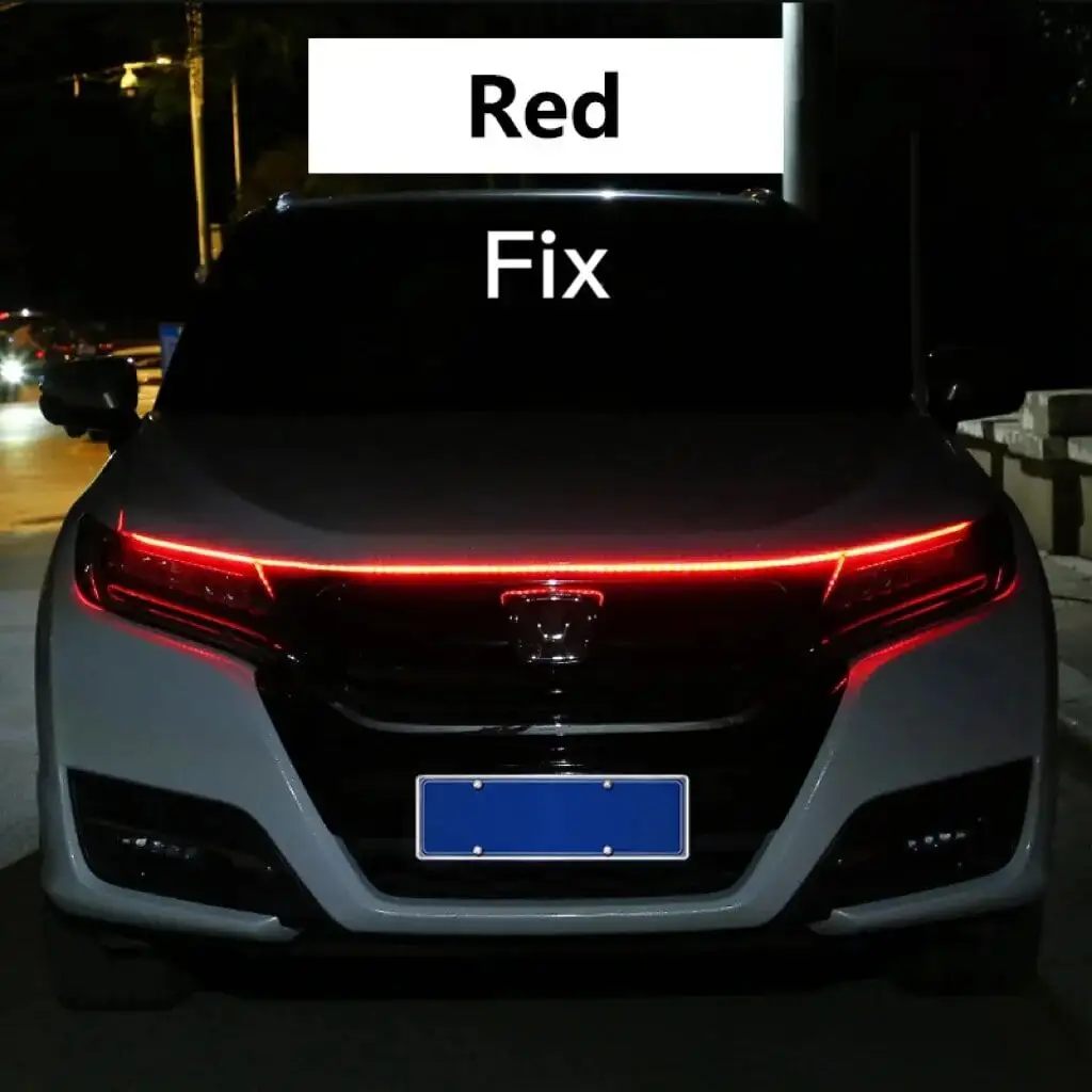 12V LED Daytime Running Light Scan Starting Car Hood Decorative Lights DRL Auto Engine Hood Guide Decorative Ambient Lamp red 180cm