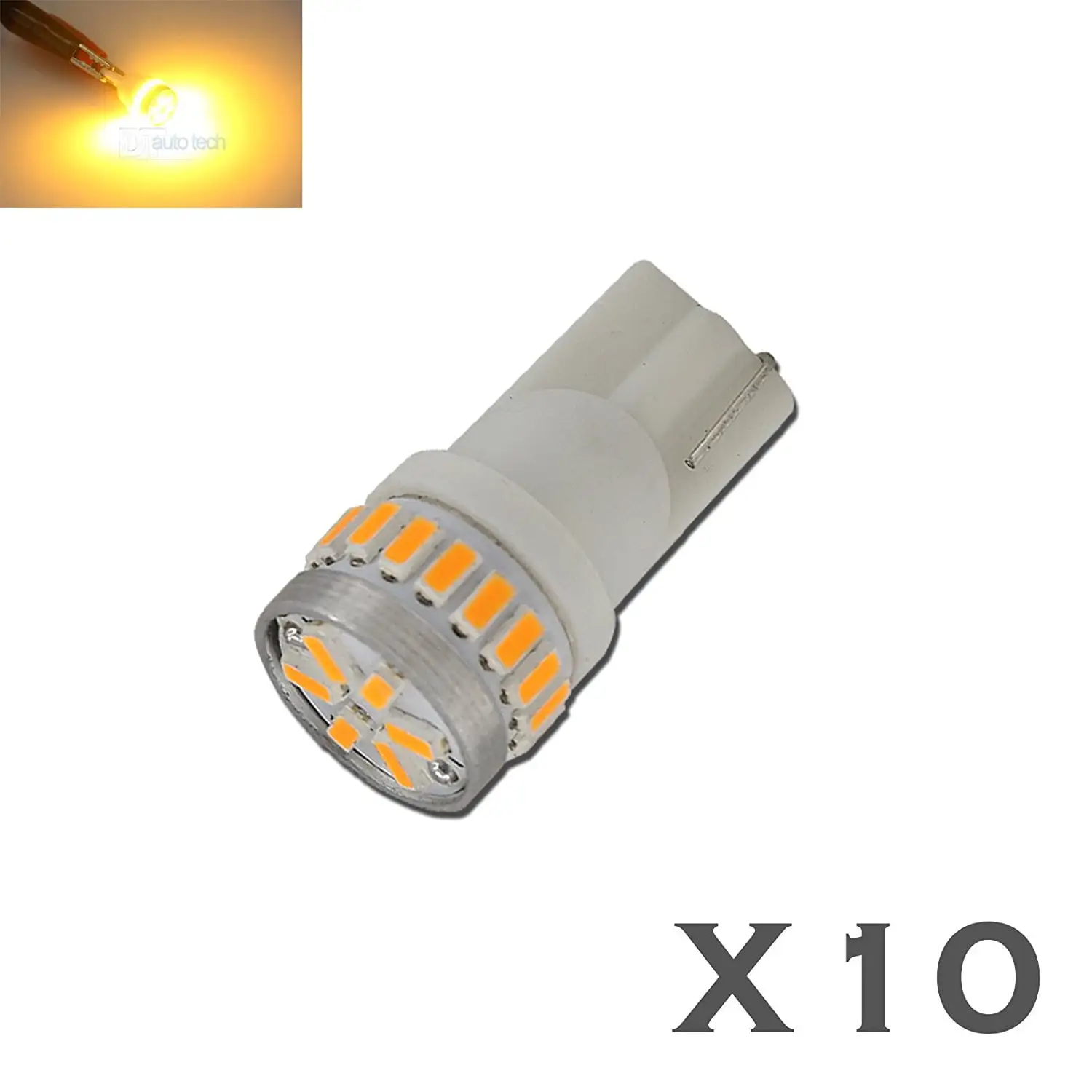 10X T10 921 912 High Power 3014 Chip LED Amber Yellow Interior Light Bulbs