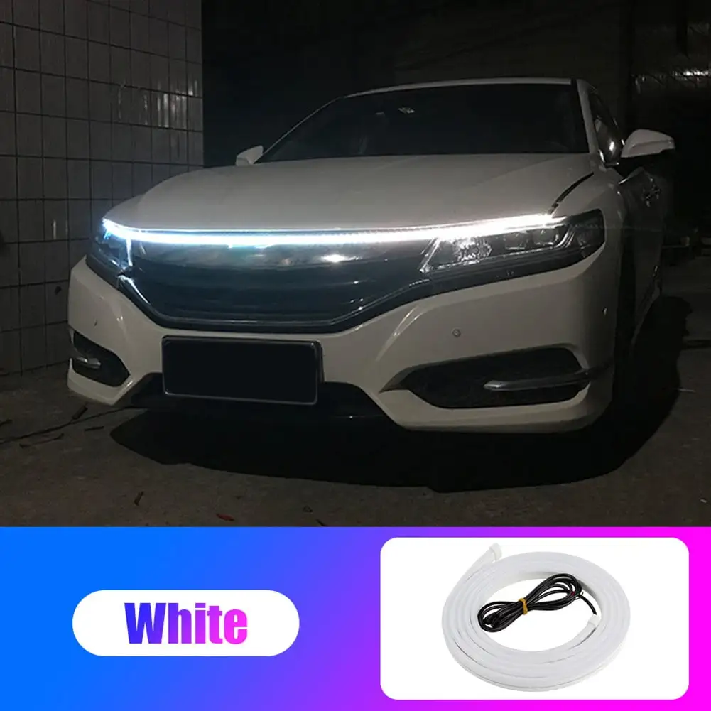 180cm 12V Car Hood LED Daytime Running Light Strip Waterproof Flexible Lamp DRL white