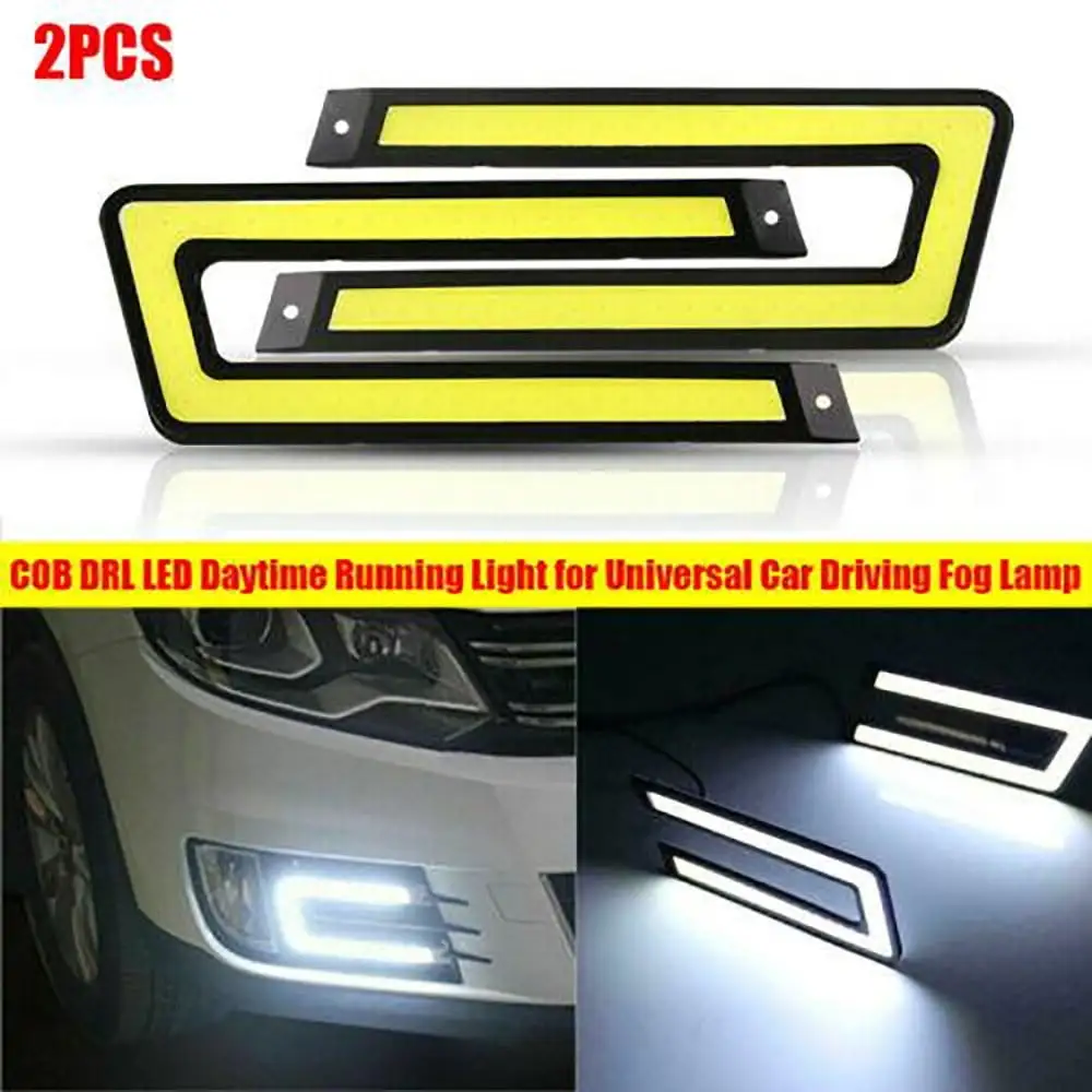 1Pair White Cob Drl LED Daytime Running Light for Universal Car Driving Fog Lamp