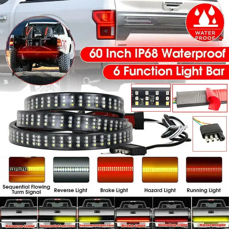 60 Truck Tailgate Strip LED Sequential Turn Signal Brake Tail Reverse Light Bar