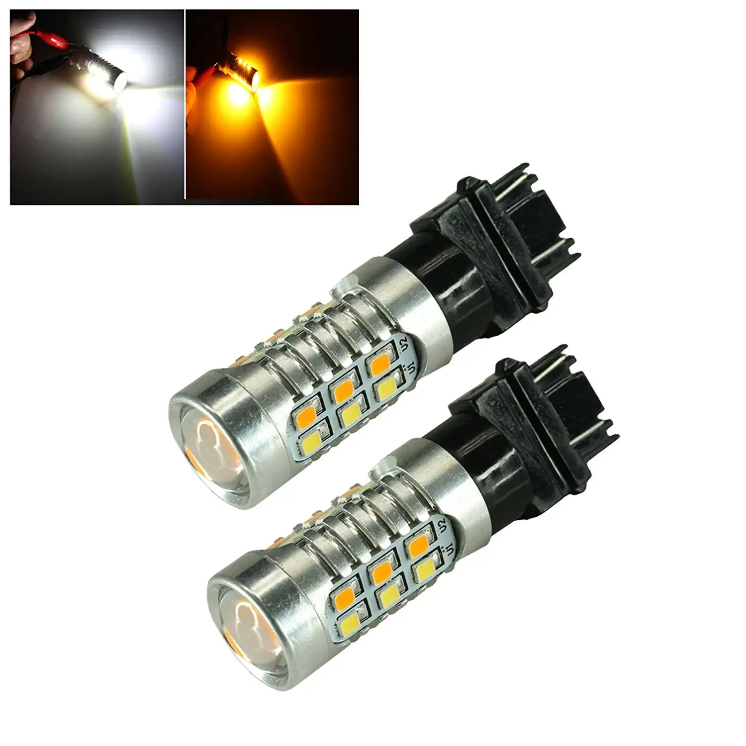 3157 CK Socket 2835 Chip 22-LED White/Amber Switchback Turn Signal Light Bulbs (3157. White/Amber) ?