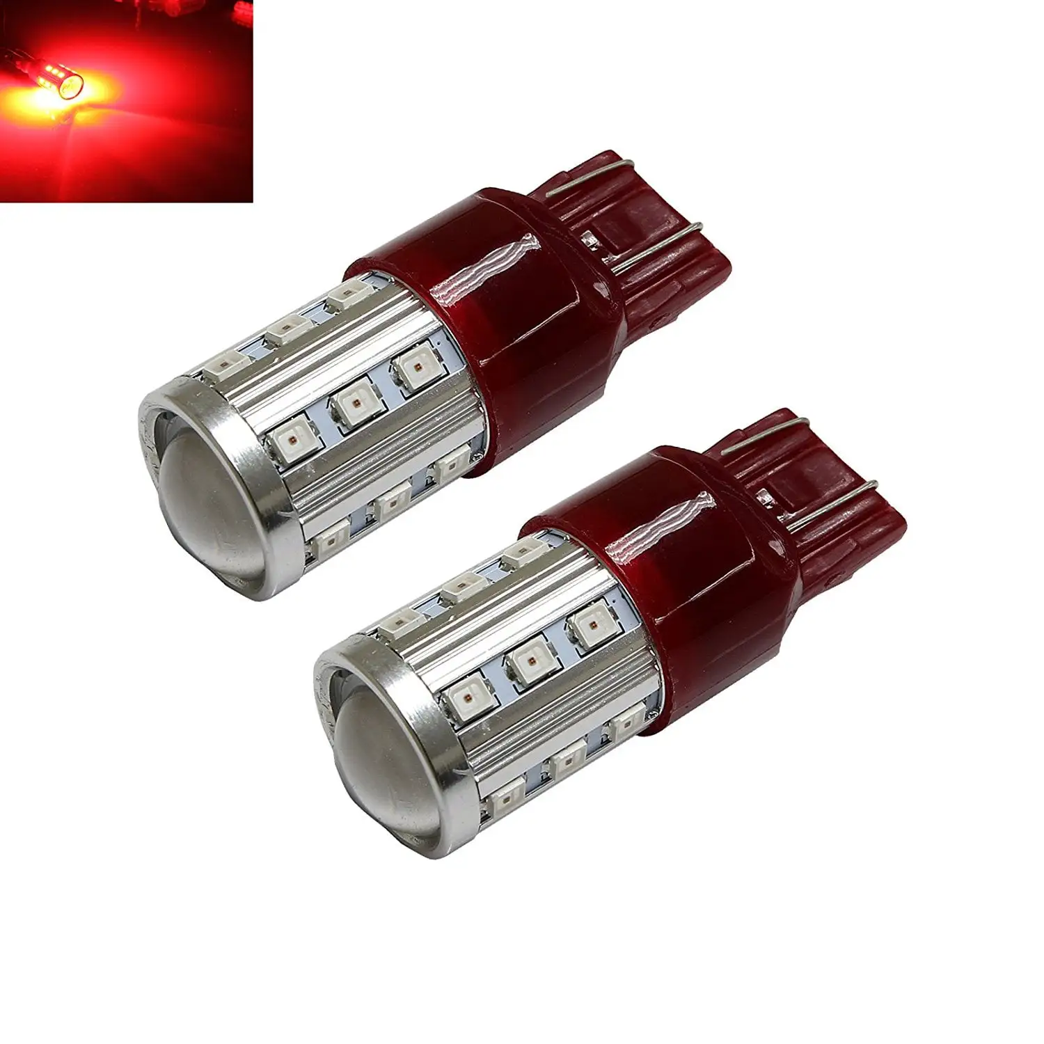 7443 Red High Power 2835 Chip 22-LED Turn Signal/Brake/Tail Light Bulbs (7443. Red)