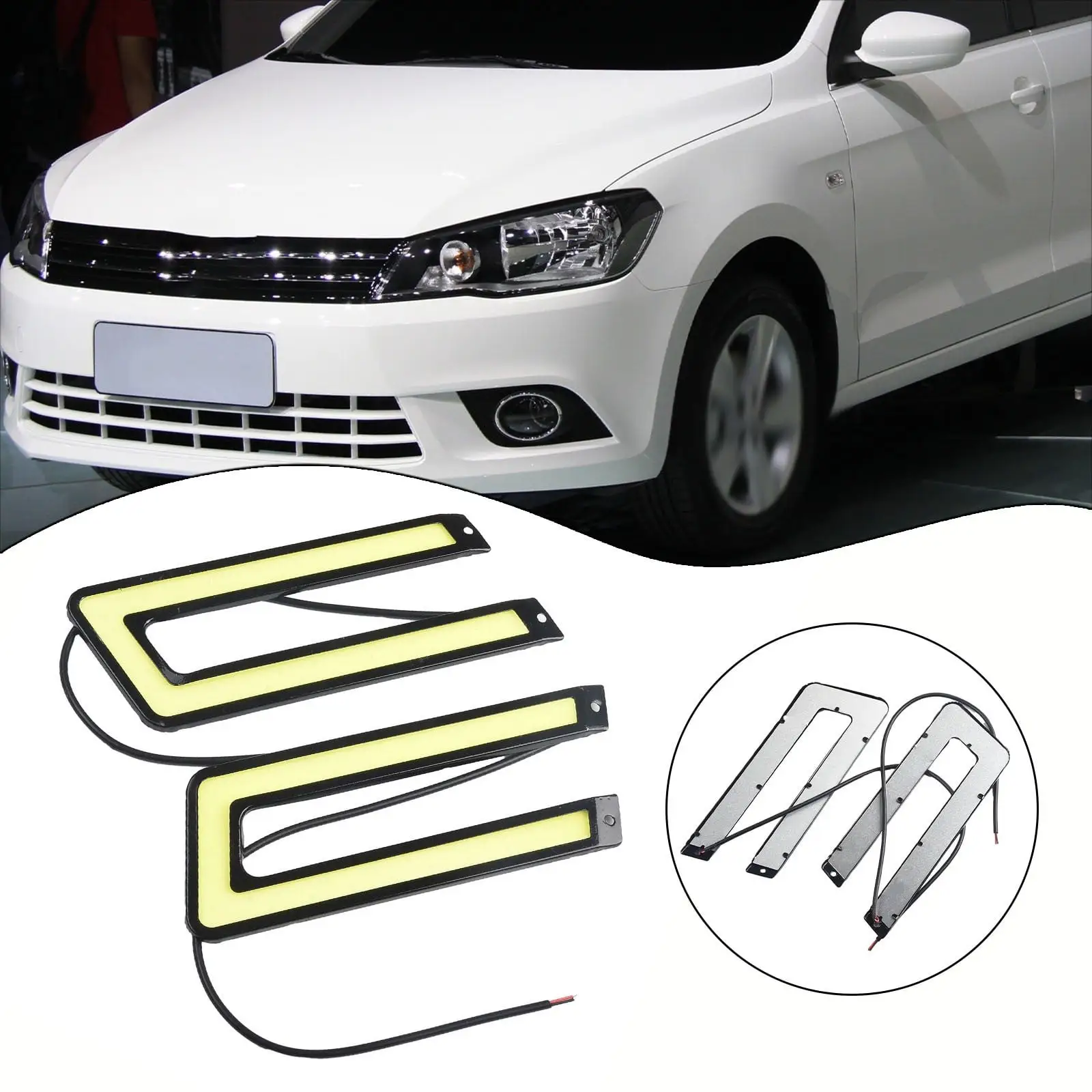 1pair White COB DRL LED Daytime Running Light For Universal Car Driving Fog Lamp