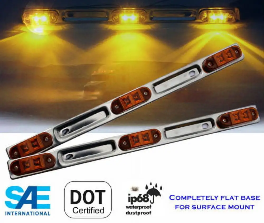 2 LED 16 Sealed Identification Amber Light Bar for Truck Trailers FAST SHIPPING EHD