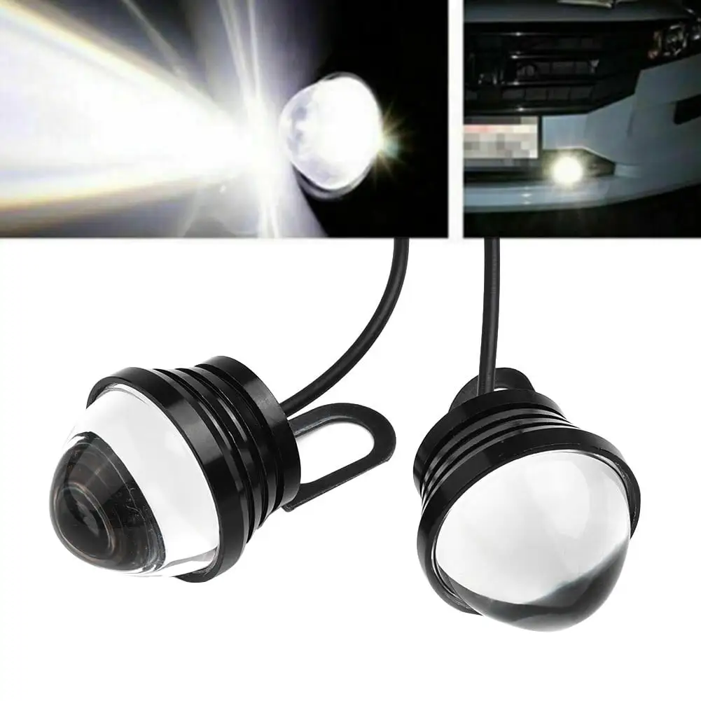 2*LED White Fish Eye Car DRL 10W Projector Lens Fog Lamp Daytime Running Light White(Strobe)