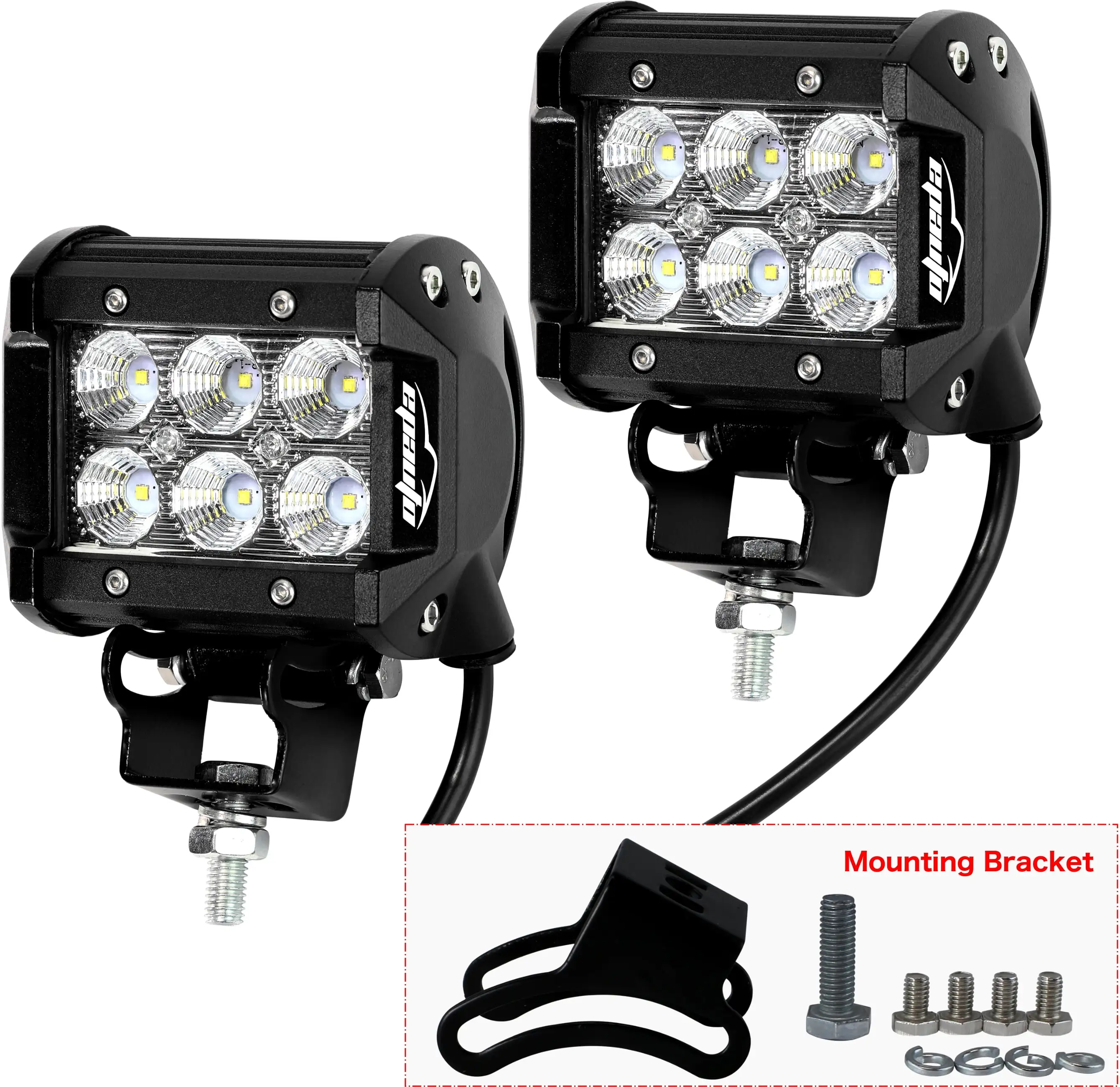 2 Pack - EPAuto 4 18W 1260lm Cree LED Light Bar Flood Beam Waterproof Mount for SUV/Boat/Jeep/Van/ATV/SUV/Offroad??