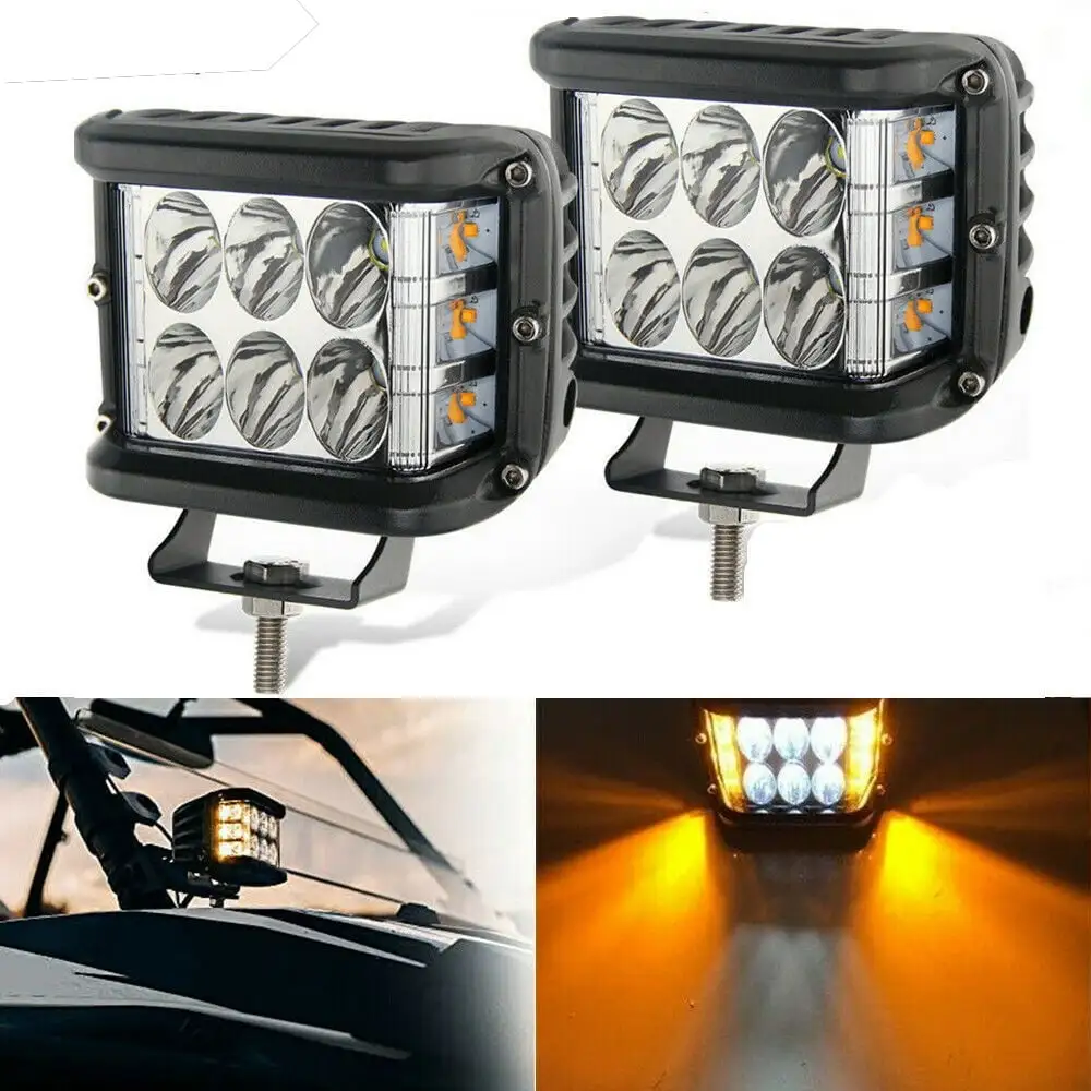 2 Pack LED Pods Spotlight Lights. Cube Offroad Light Pod Fog Lights Spot Flood Amber White Light Bar Driving Lights