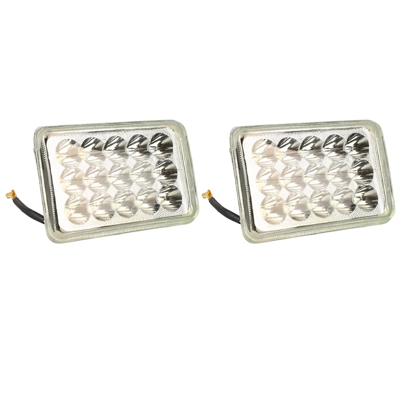 2 Pcs Rectangular LED Headlights 15 Beads High Brightness Energy Saving Square Headlamp Conversion Kit