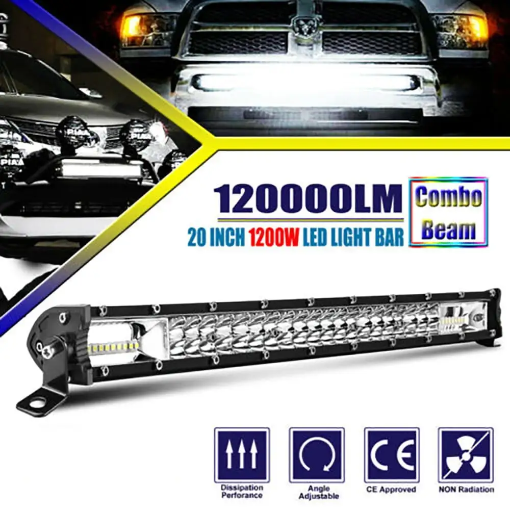 20 Inch LED Work Light Bar Spot Flood Combo 1200W High Power Driving SUV