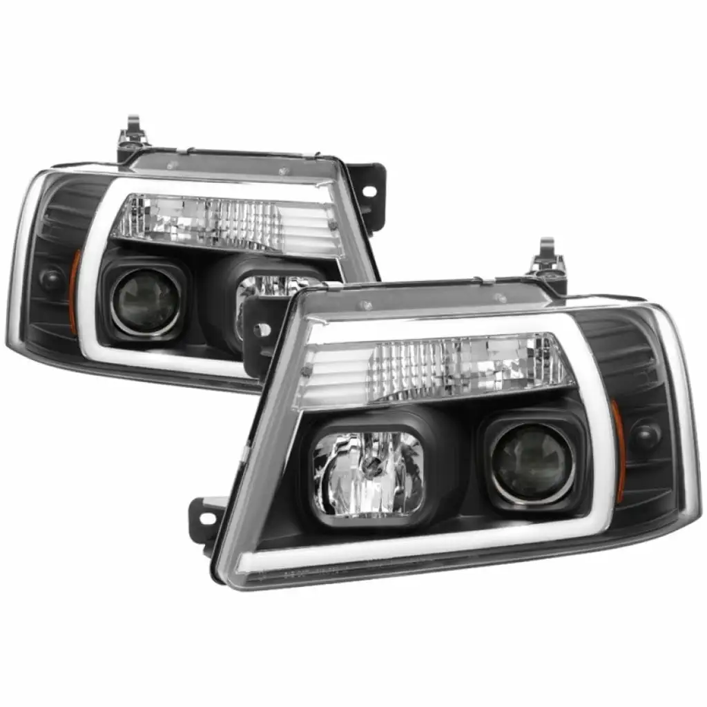 Spyder For Ford F-150 04-08 Projector Headlights Pair - Light Bar DRL - Black | 5084484