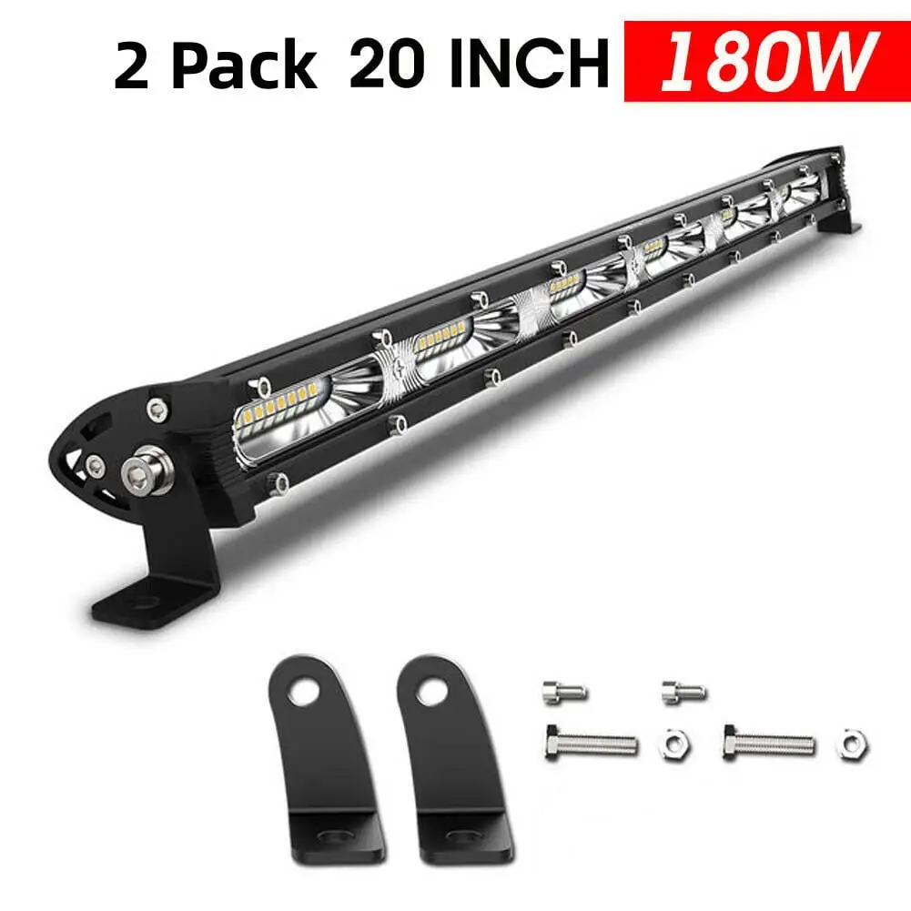 20inch Single Row LED Light Bar. 2 Pack 180W Super Bright Spot Light Bar Off Road ATV Driving Light LED Work Lights