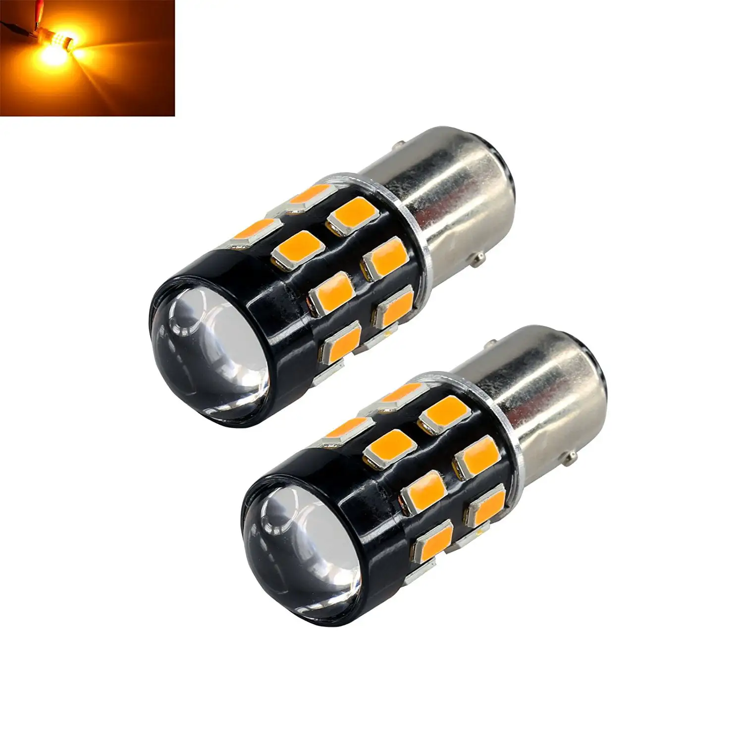 1157 Amber Yellow High Power 5630 Chip 24-SMD Turn Signal/Parking Light Bulbs (1157. Yellow)