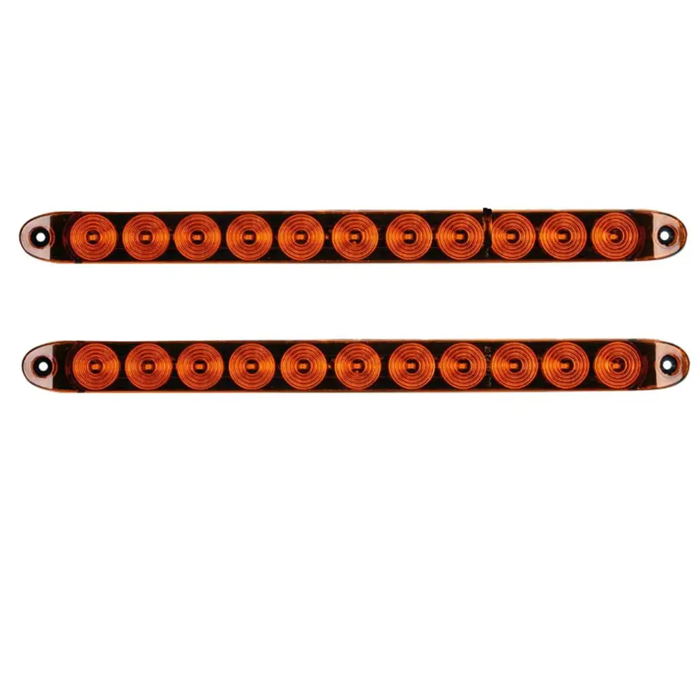 2PCS 16Inch 11LED Red/Amber Trailer Light Bar for Turn signals Brake Light Truck Amber