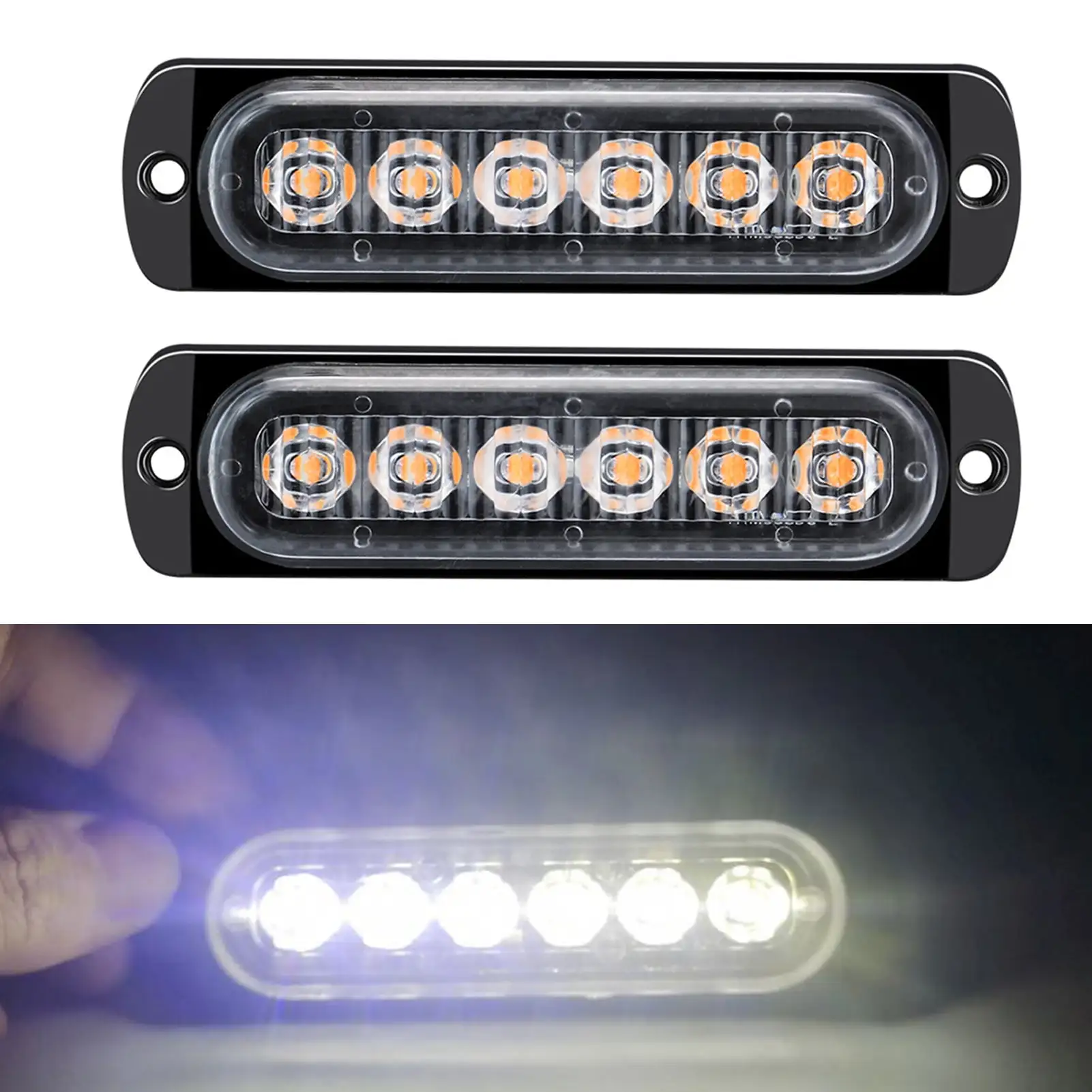 2Pcs 12-24V LED Strobe Warning Lights Warning Emergency Flashing Lights Caution Light Bar for Car