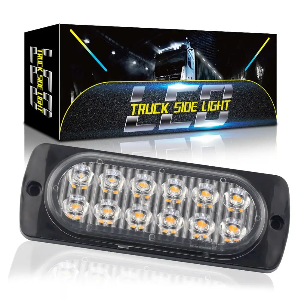 2Pcs Led Strobe Light Grille Flashing Lightbar Truck Car Beacon Lamp Amber