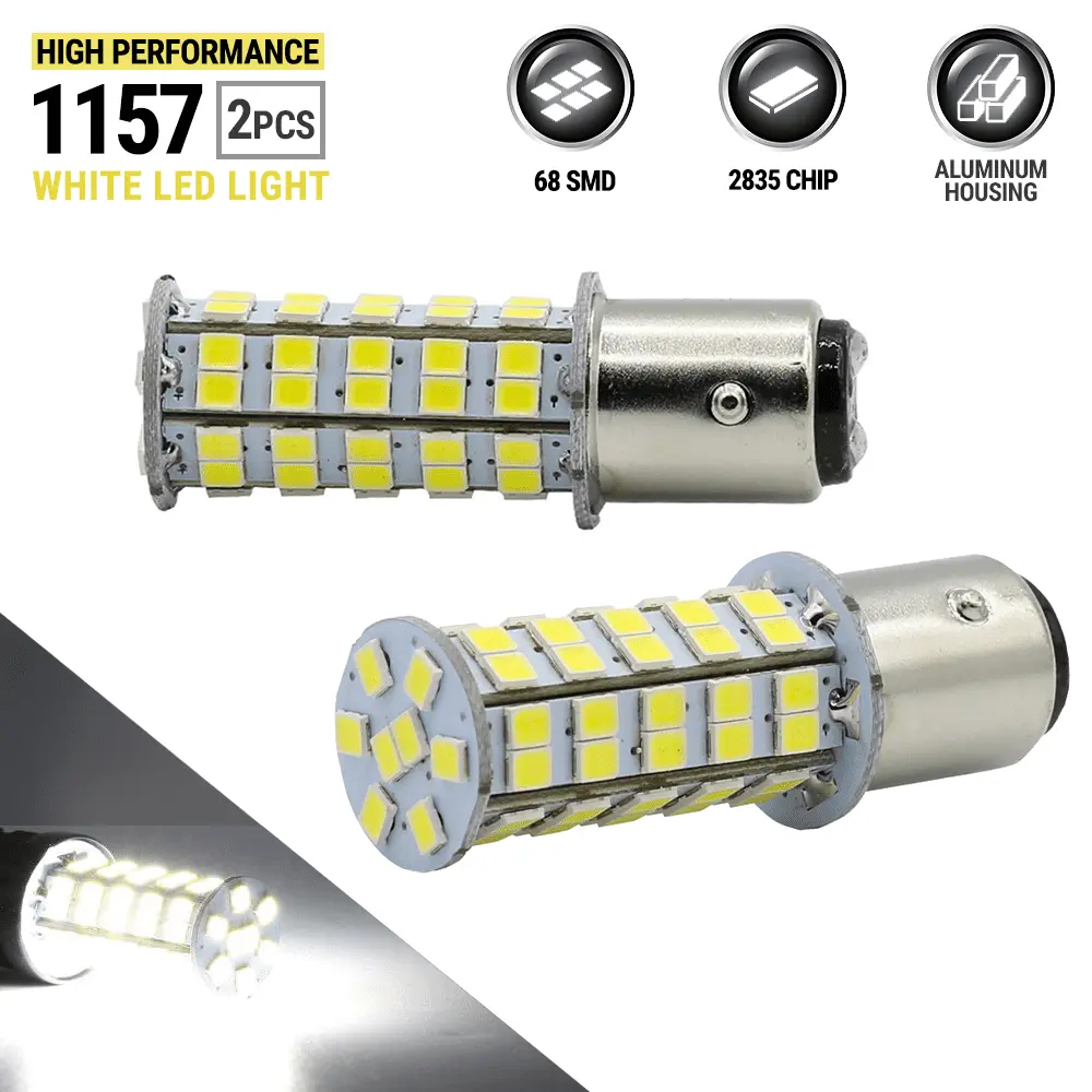 2X 1157 40W High Power 6000K White SMD Turn Signal Blinker Brake LED Light Bulbs