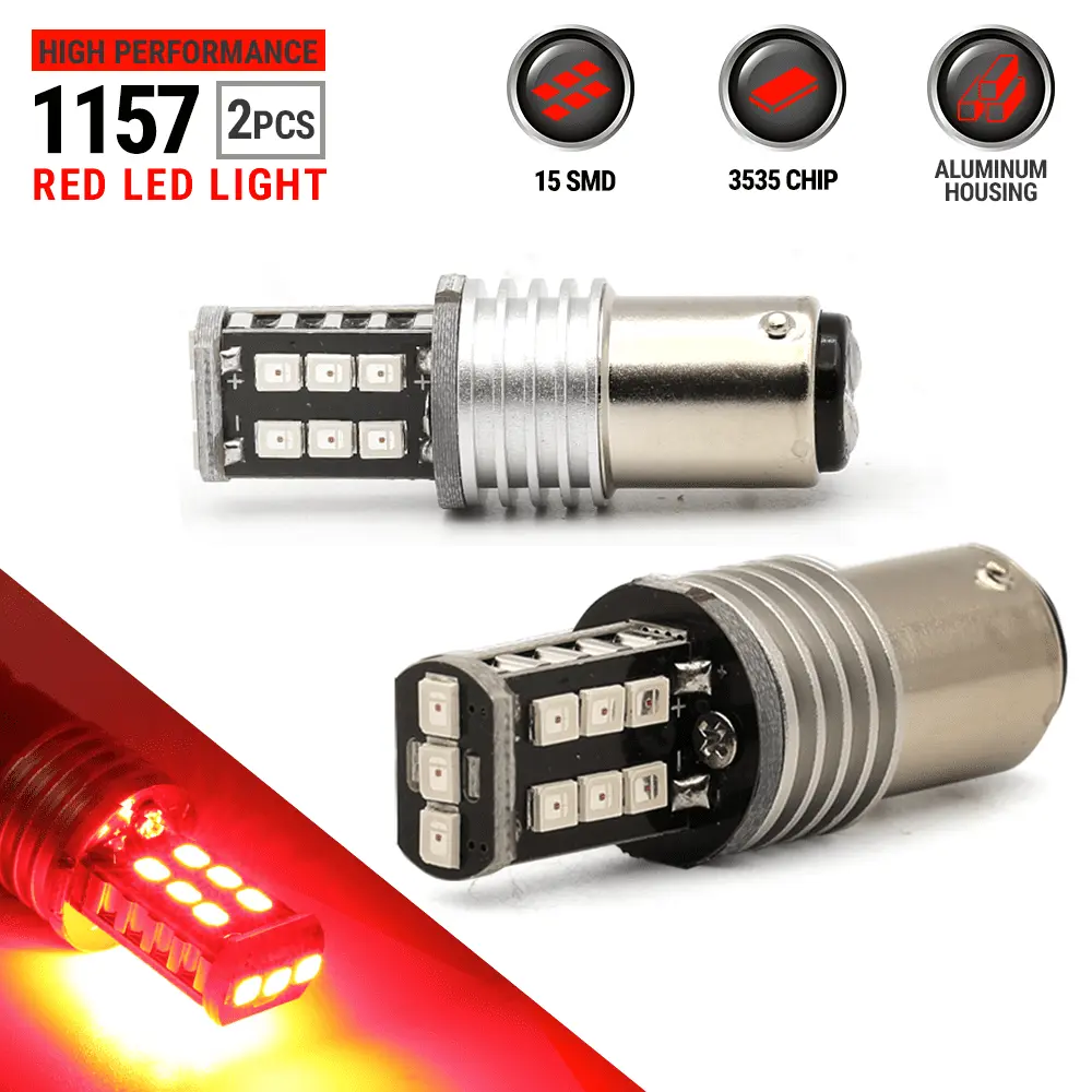 2X 1157 50W Red LED Rear Brake Stop High Power Tail Lamp Light Bulbs BAY15D