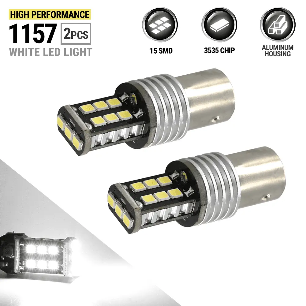 2X 1400 Lumens 1157 60W High Power LED White Turn Signal Brake Tail Light Bulbs