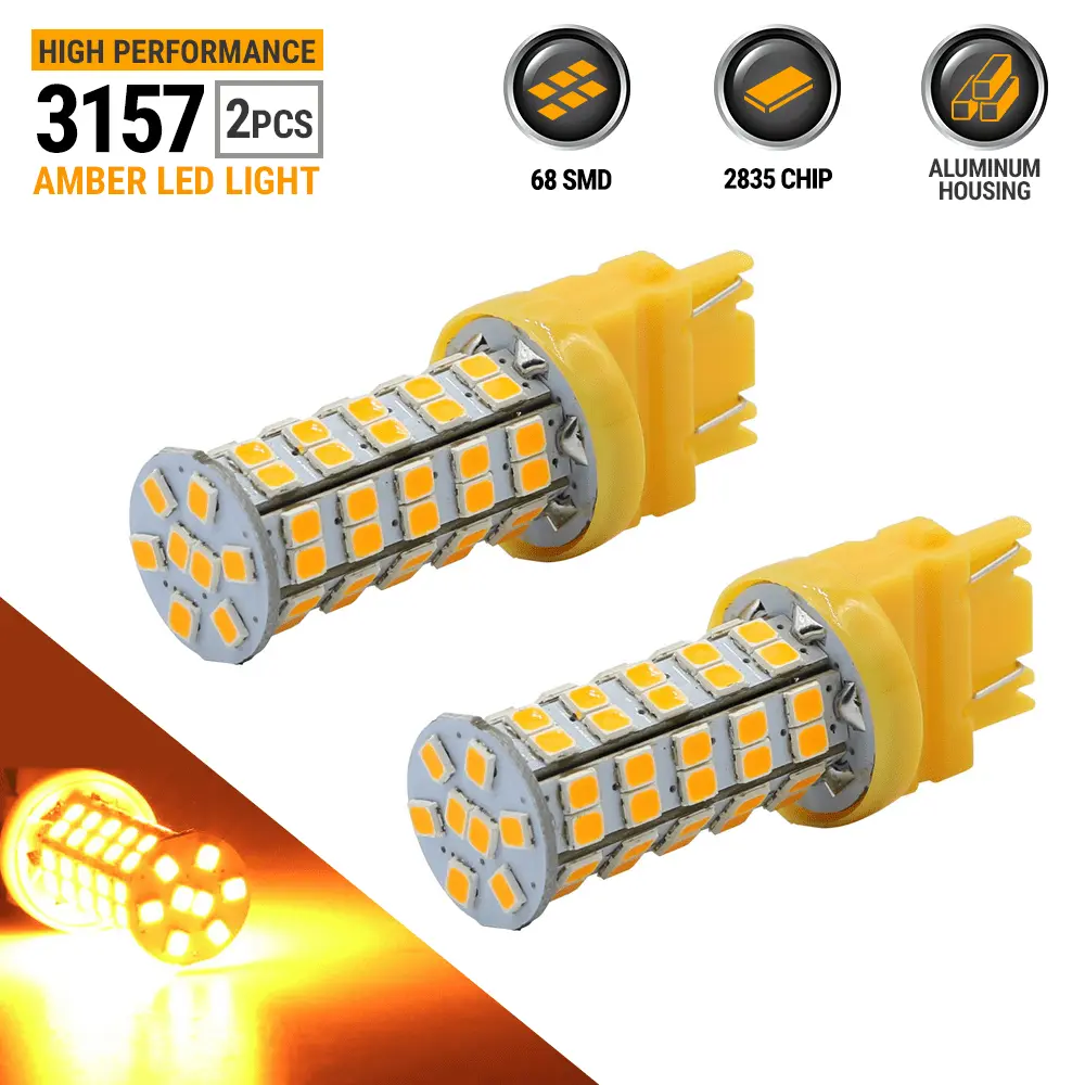 2X 3157 40W High Power Amber Yellow LED Turn Signal Blinker Corner Lights bulbs