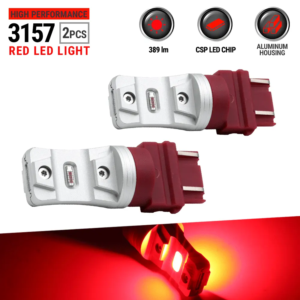 2X 3157 4114 CSP Red 389LM Rear Turn Signal Blinker Parking Lamp Light Bulbs