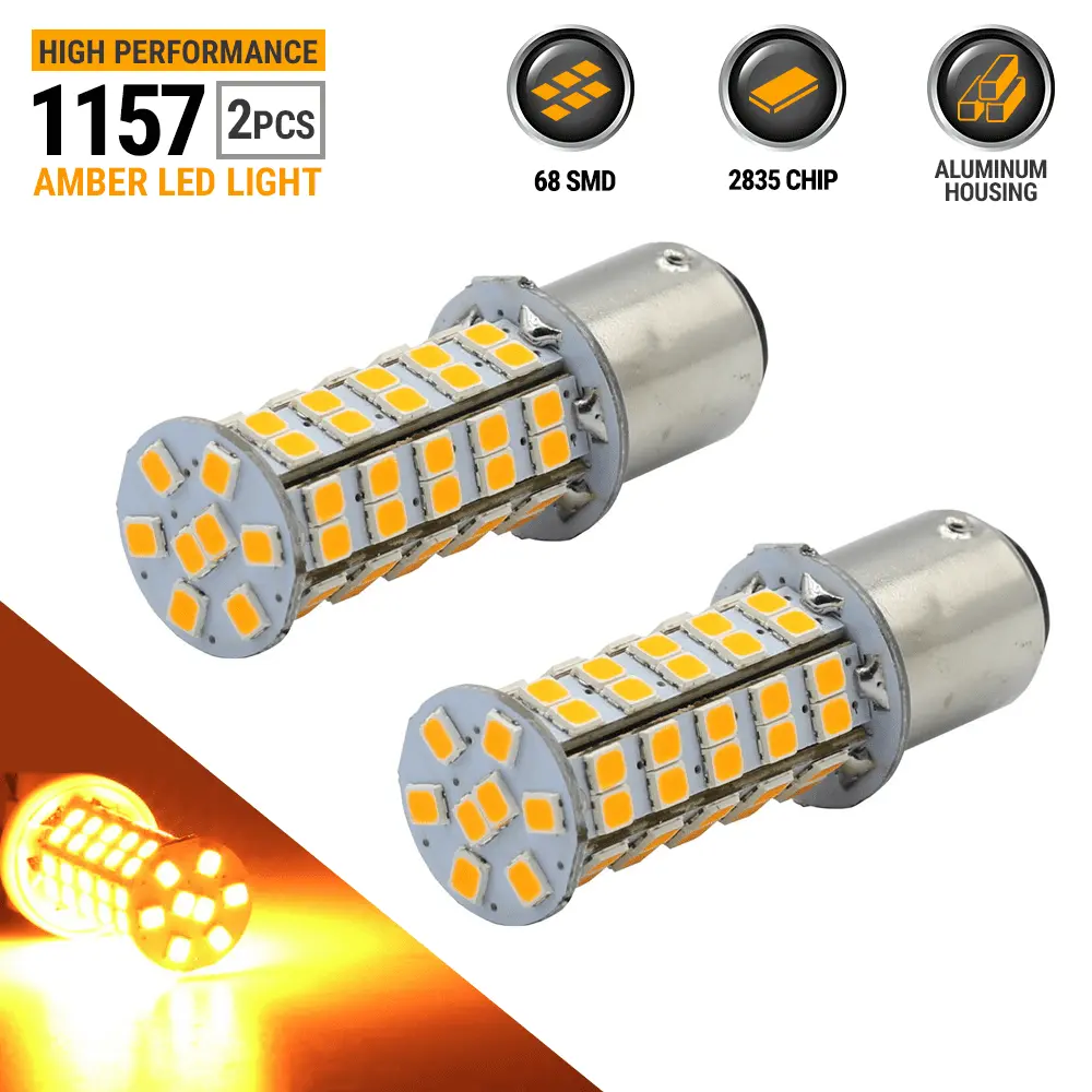 2X 40W 1157 LED Amber Yellow Turn Signal Parking DRL High Power Light Bulbs