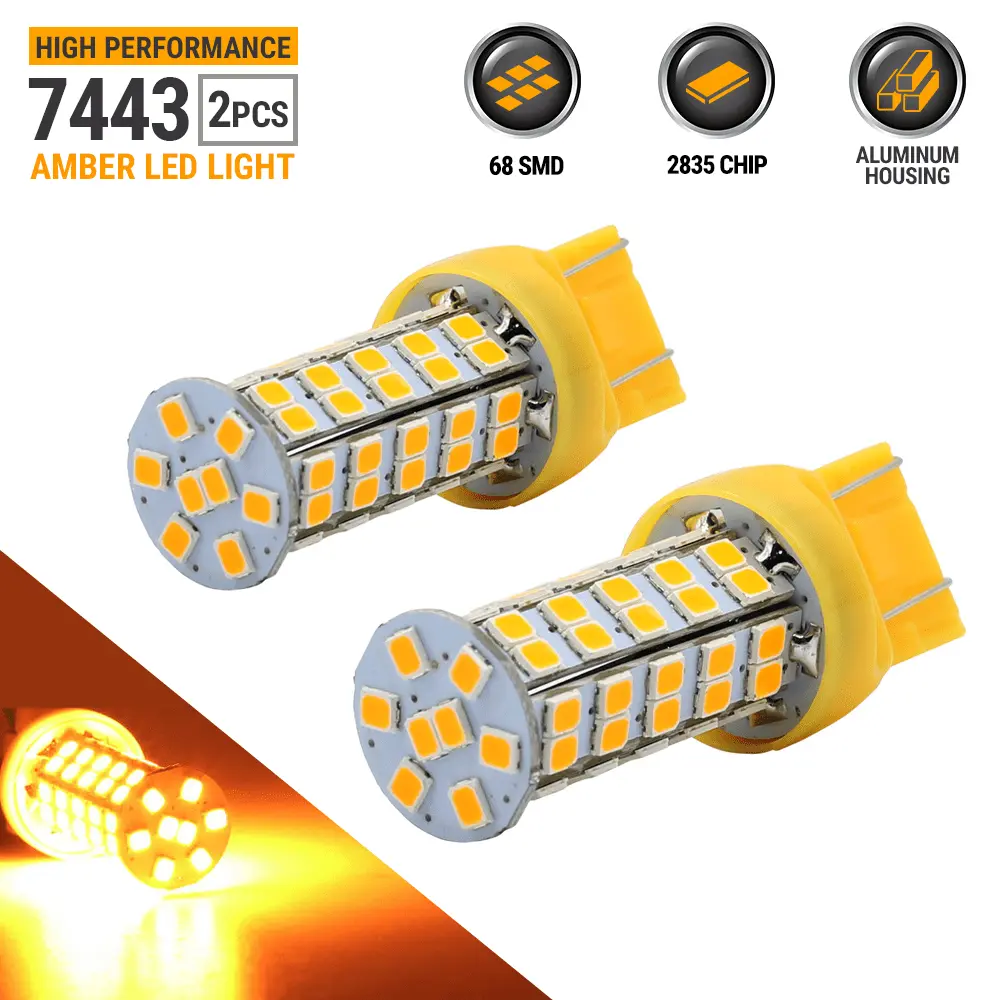 2X 40W 7443 LED Amber Front Turn Signal Parking DRL High Power Light Bulbs