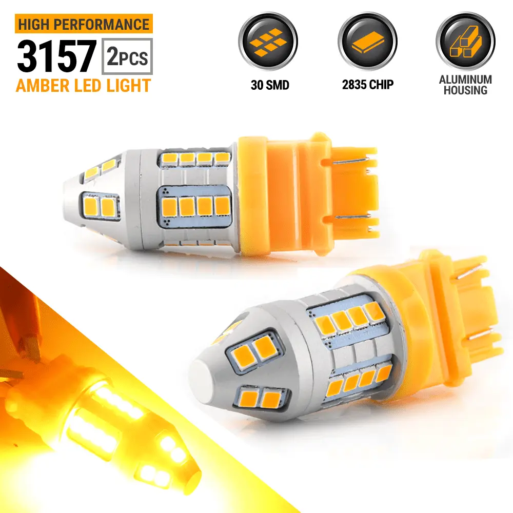 2X 50W 3157 LED Rear Turn Signal Parking High Power Amber Yellow Light Bulbs