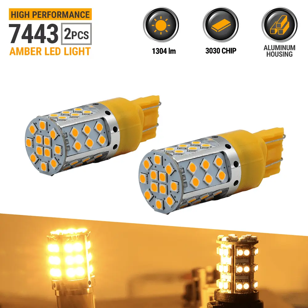 2X 50W 7443 LED Rear Turn Signal Parking High Power Light Bulbs Amber Yellow