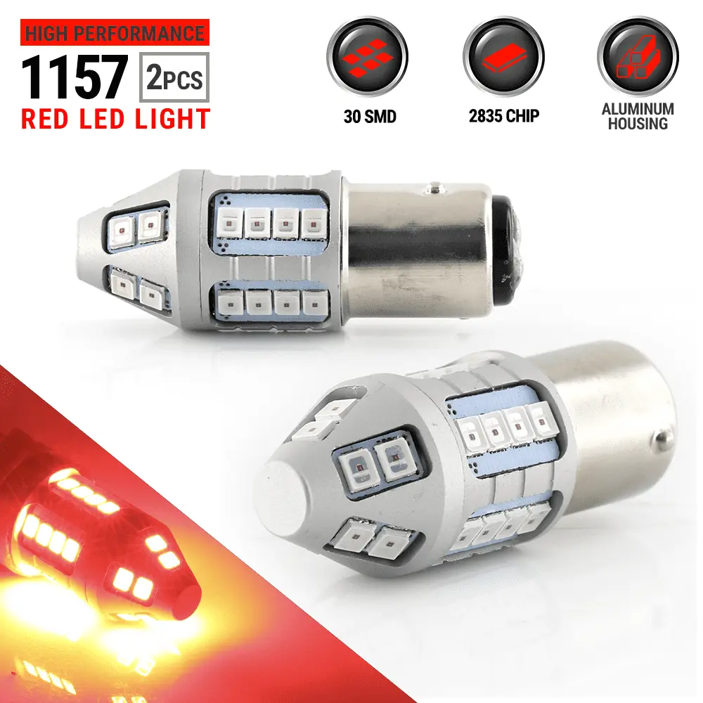 2X BAY15D 1157 50W Red LED Rear Brake Stop High Power Tail Lamp Light Bulbs Pair