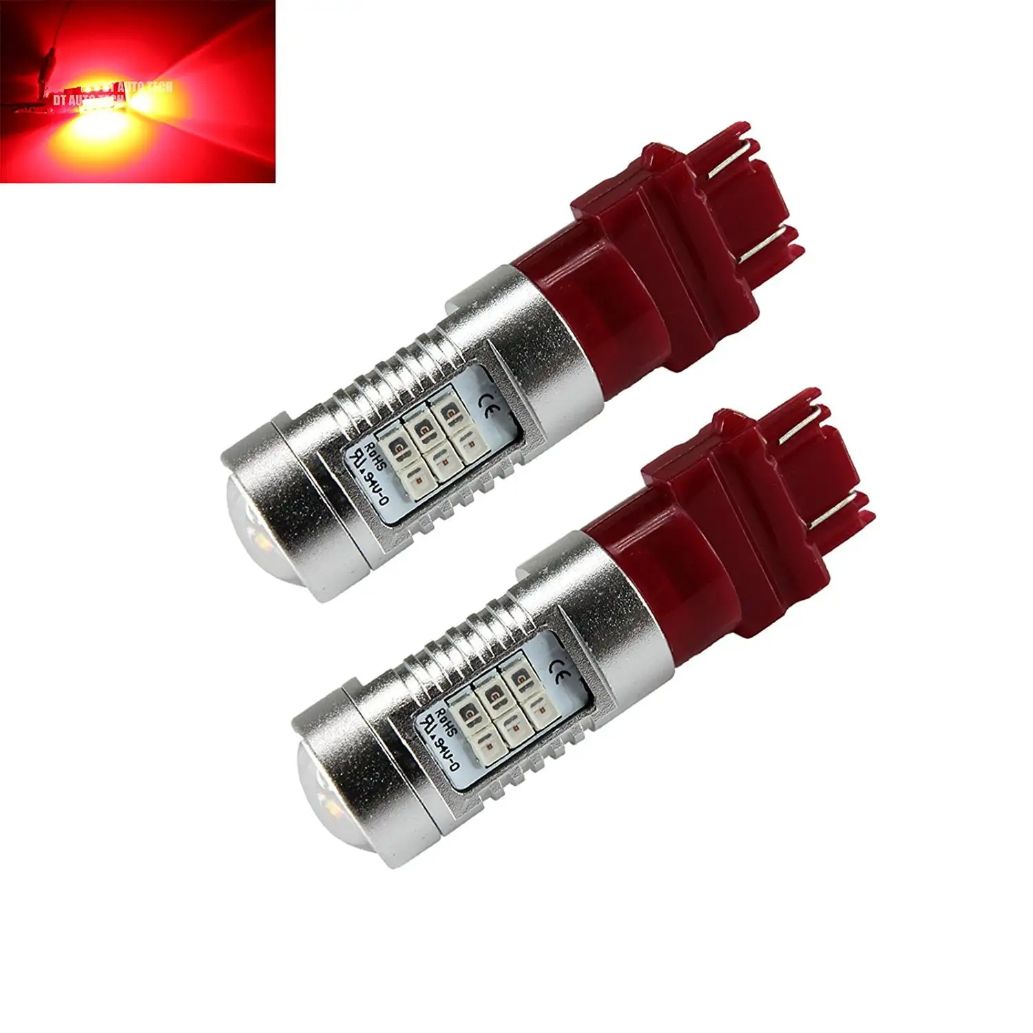 3157 Red 50W High Power 3535 Chip LED Projector Turn Signal/Brake/Tail Light Bulbs (3157. Red)