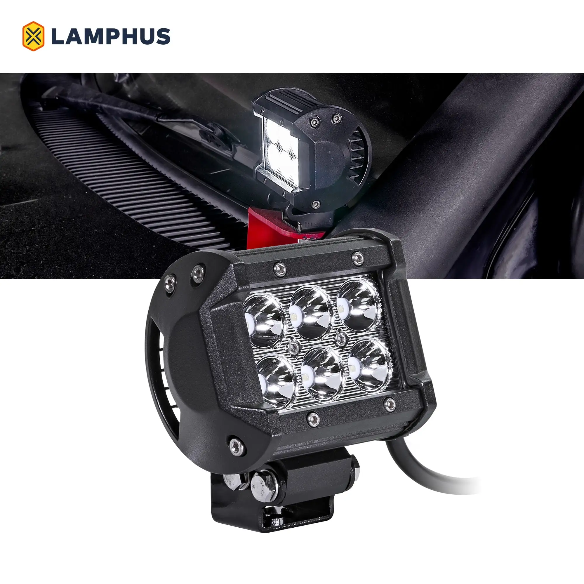 2pc LAMPHUS CRUIZER 4 18W LED Spotlight [30 Degree Spread] [Spot/Fog/Reverse Applications] [IP67] ?C For Off-Road. Tractors. Tow Trucks. Plow Trucks & Marine Use