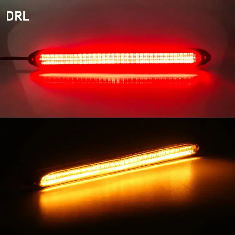 2pcs 12V LED DRL Strips Start Scaing Daytime Running Light for Car Headlights Flowing Turn Singal Yellow LED Driving Day Lights red yellow 23.5cm