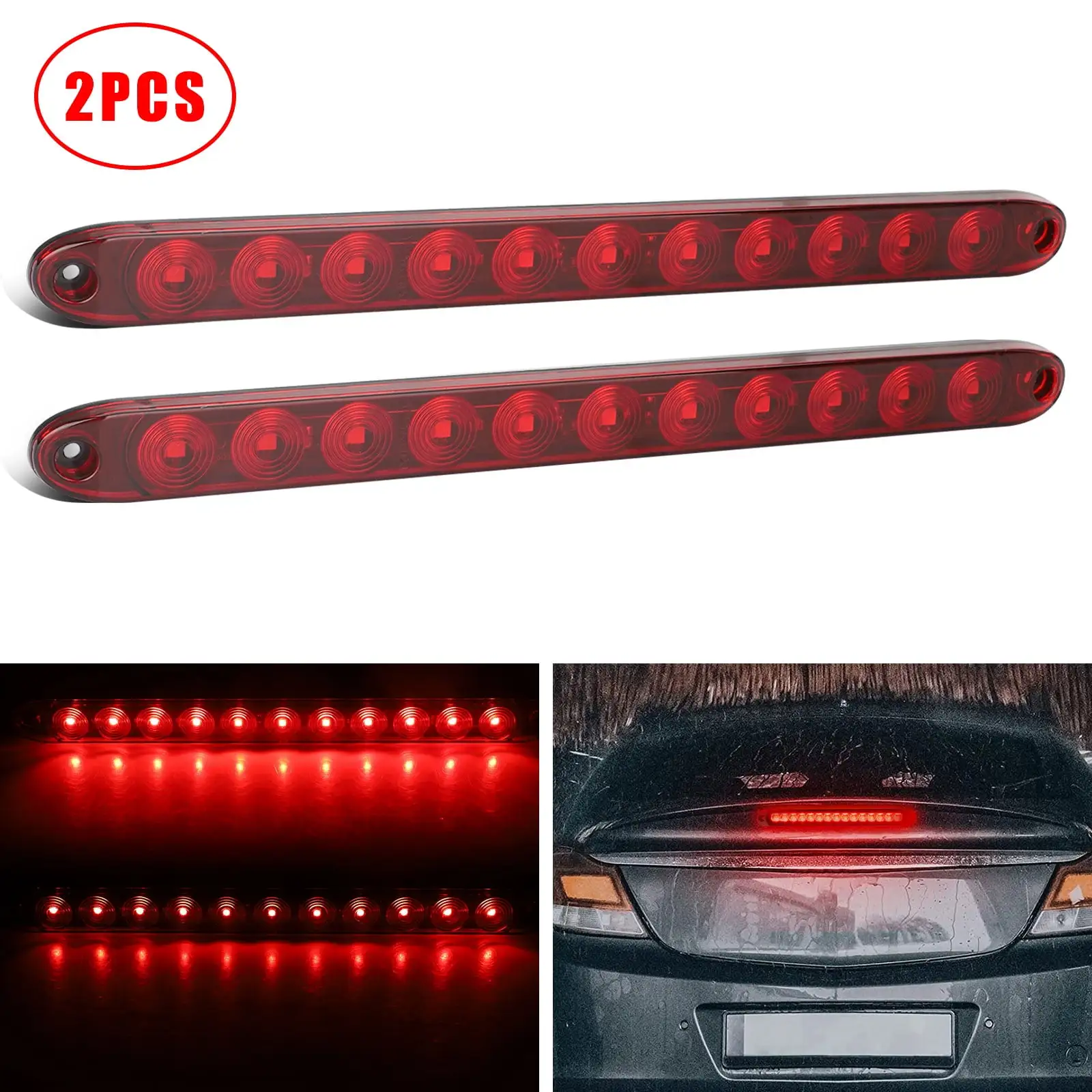 2pcs 15 inch Red 11 LED Trailer Tail Light Bar. EEEkit LED Brake Stop Turn Marker Park light Bar. Waterproof LED Light Bar Fit for Truck Trailer. Boat. Lorry. Van. Caravan. RV